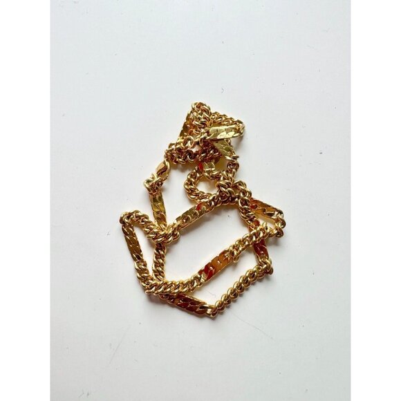 Vintage MONET Gold Tone Curb Chain Long Necklace - Picture 2 of 7